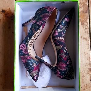 Sam Edelman Jaquard Heels Bird Print 7.5